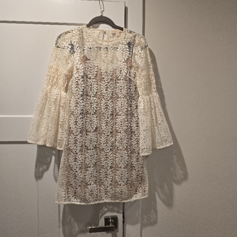 Michael  Kors Lined Laced Ivory Dress